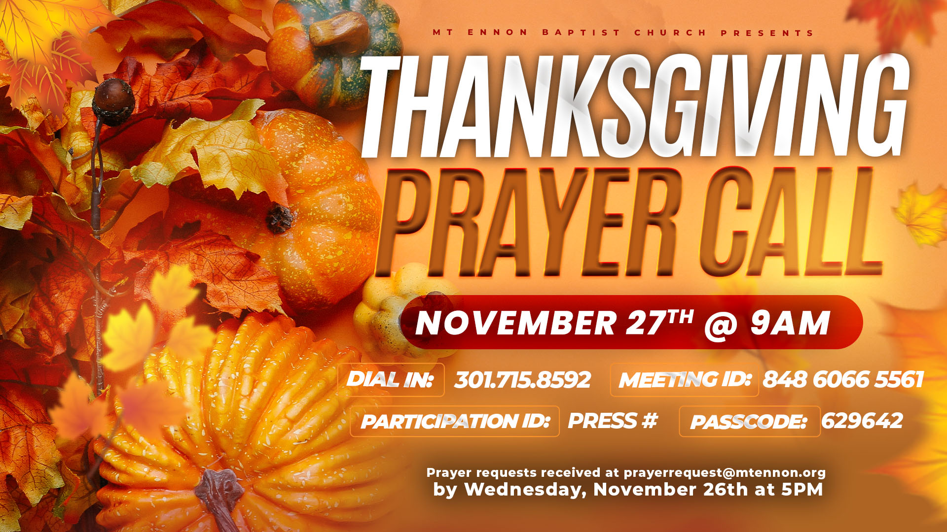 Thanksgiving Prayer Call